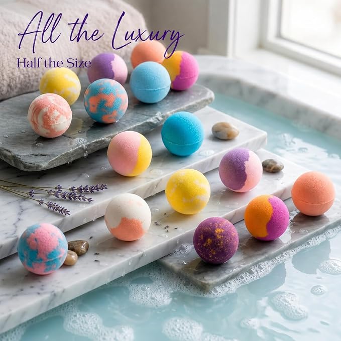 EvolutionUSA Refresh Bath Bombs for Women & Kids – 24 Bath Bombs Mini Sized, Organic Bathbomb Set, Women & Kids Bath Fizz, Luxury Gift for Mother’s Day, Easter, Valentines, Birthday or Self Care