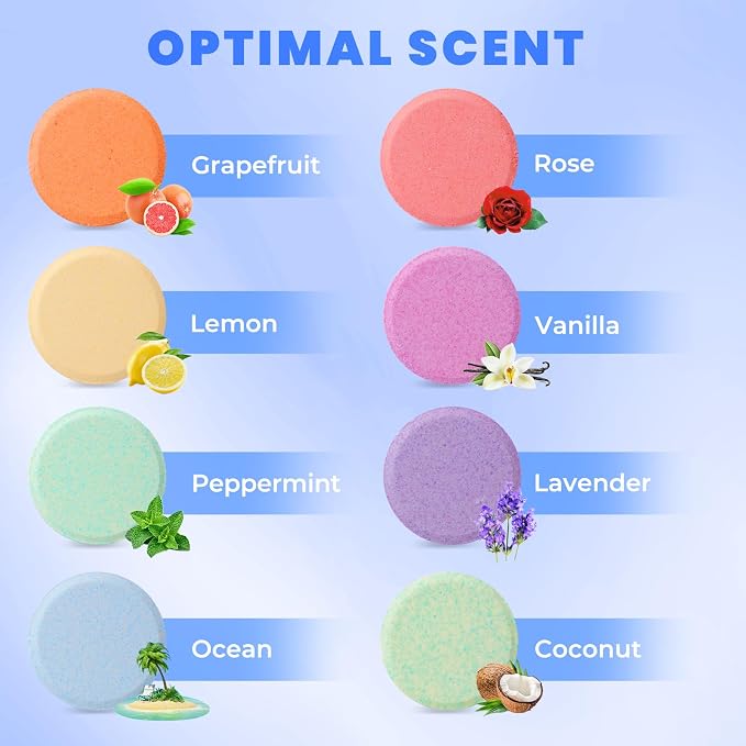 CalmNFiz Shower Steamers Aromatherapy Self Care Gifts 8 Pack Set, Blue | Birthday Gifts for Women, Mom, Wife, Friend, Teacher, Shower Bombs Essential Oil Tablets 8 Fragrances, Self-Care Relaxation