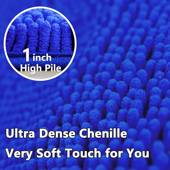 Bathroom Rugs Sets 2 Piece, Extra Soft Chenille Bath Mat Ultra Absorbent Bathroom Rug, Bathroom Mat with Sturdy PVC Non-Slip Bottom, Machine Washable Bath Rugs (20x32 Inch + 16x24 Inch, Royal Blue)
