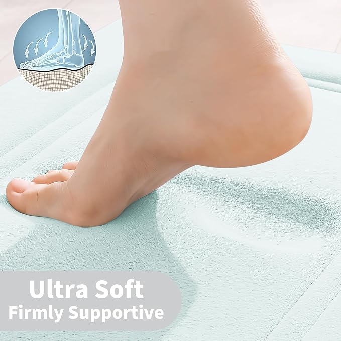 Cupic Cupid Memory Foam Bath Mat 24"×36", Non Slip Bathroom Rugs, Baby Blue | Soft Touch, Cushioned Comfort, Non Slip Bathroom Mat, Super Absorbent & Quick Dry, Machine Washable for Shower, Tub & Vanity