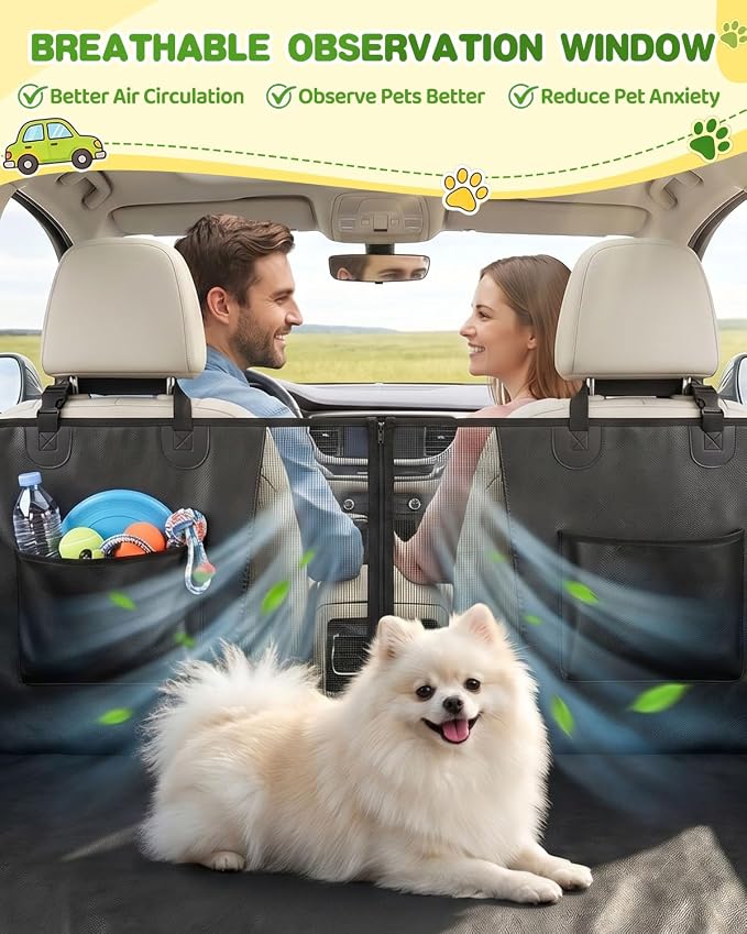 Dog Car Seat Cover, 600D Heavy Dute Car Seat Cover for Dogs Pets,100% Waterproof Anti-Scratch Nonslip Dog Hammock for Cars, Seat Covers Protector with SeatBelt for Sedan SUV Truck XLPRO Hard LEA-Dark