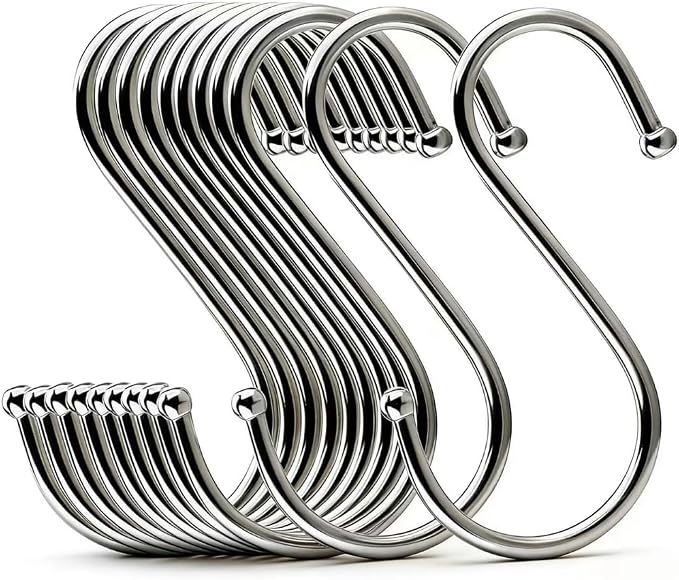 14 Pcs Heavy Duty 4.7 Inches Extra Large S Shape Hooks Heavy-Duty Metal Hanging Hooks Apply Kitchenware Bathroom Utensils Plants Towels Gardening Multiple uses Tools (Silver)