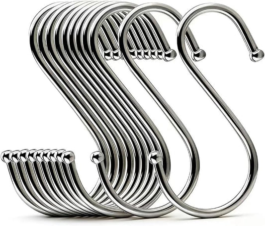 14 Pcs Heavy Duty 4.7 Inches Extra Large S Shape Hooks Heavy-Duty Metal Hanging Hooks Apply Kitchenware Bathroom Utensils Plants Towels Gardening Multiple uses Tools (Silver)