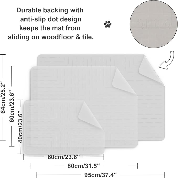 Large Cat Litter Mat, 31.5x23.6 Semi Transparency, Premium Silicone Rubber, Waterproof & BPA-Free, Traps Litter, Easy to Clean, Keeps Floors Tidy