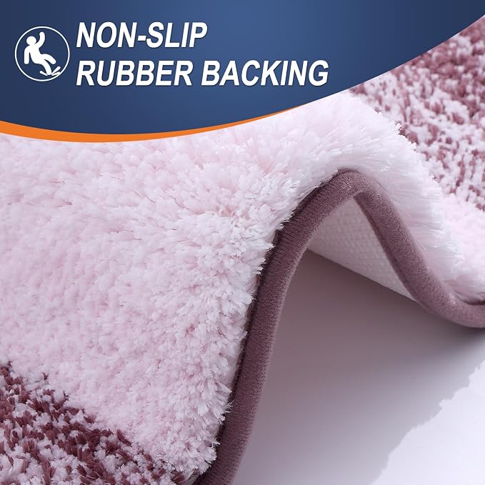 OLANLY Bathroom Runner Rug 47x24, Extra Soft Absorbent Microfiber Bath Rugs | Mauve, Non-Slip Quick-Drying Rubber Backing, Machine Washable Long Bath Mat for Floor, Tub and Shower, Home Decor Accessories