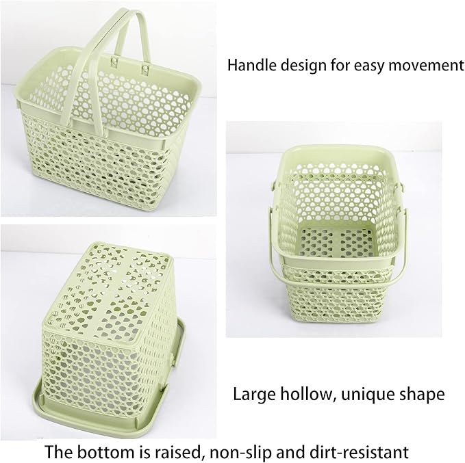 Anyoifax Portable Shower Caddy Basket Plastic Cleaning Tote with Handles Large Storage Organizer Bin for Bathroom, College Dorm, Pantry, Kitchen - Green