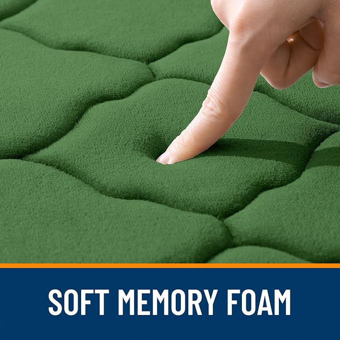 OLANLY Memory Foam Bath Mat Rug 24x16, Soft Bathroom Rugs, Olive Green | Thick Absorbent Carpet, Non-Slip Backing, Machine Washable, for Bathroom Floor, Tub, Shower and Home Decor Accessories