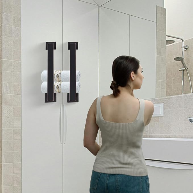 LANC ORB 12-Inch Towel Bar for Bathroom Wall Mounted Bathroom Square Towel Rack, Total-14 Oil Rubbed Bronze Bath Towel Holder Towel Hanger Hand Towel Holders Towel Rail Towel Rod, A8804ORB-3P1