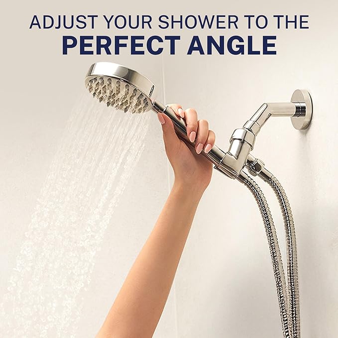 HammerHead Showers® Solid Metal Handheld Shower Head Holder - Chrome - Adjustable Shower Wand Holder with Wall Hook Bracket and Pivot Ball - Hand Held Shower Head Holder - Shower Hose Holder