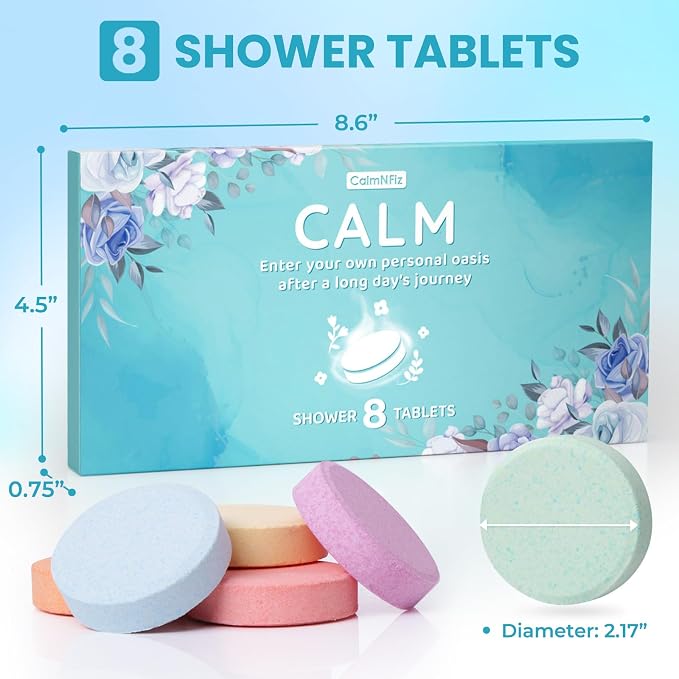 CalmNFiz Shower Steamers Aromatherapy Self Care Gifts 2 * 8 Pack Set, Green | Birthday Gifts for Women, Mom, Wife, Friend, Teacher, Shower Bombs Essential Oil Tablets 8 Fragrances, Self-Care Relaxation
