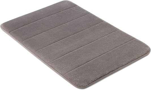 Amazon Basics Bath Mat for Bathroom, Absorbent Plush Memory Foam, Fast Dry Microfiber, Non-Slip, 17 x 24 Inches, Dark Gray