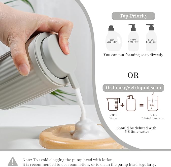 BosilunLife Light Grey Ceramic Bathroom Accessories Set of 4 | Bathroom Decor Sets Accessories Bathroom Foam Soap Dispenser and Toothbrush Holder Set, Soap Dish, Apothecary Jars.(Foam)