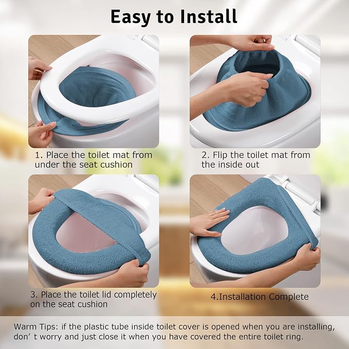 Legigo 5 Pack Toilet Seat Cover, Soft Toilet Seat Warmer Pads for Bathroom | Warmth, Comfort & Easy to Install, Toilet Seat Cushion Covers, Washable and Stretchable