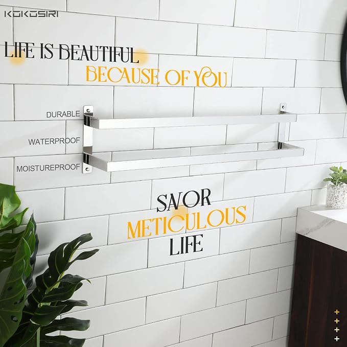 KOKOSIRI Towel Bars Bath Towel Holders 32 Inches Chrome Bathroom 2-Tiers Ladder Towel Rails Wall Mounted Towels Shelves Rack Polished Stainless Steel, B5008CH-L32