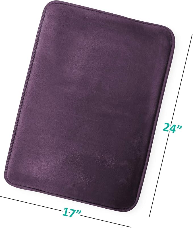 Clara Clark Bathroom Rugs, Velvet Memory Foam Bath Mat, Non-Slip, Machine Washable Bath Rugs - Dries Quickly, Ultra Soft Plush Bath Mats for Bathroom, 17 x 24, Dark Purple