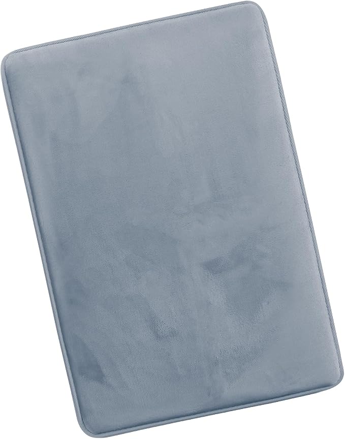 Clara Clark Bathroom Rugs, Velvet Memory Foam Bath Mat, Non-Slip Bath Rugs, Machine Wash, Dries Quickly, Ultra Soft Plush Bath Mats for Bathroom, 20 x 32, Stone Blue