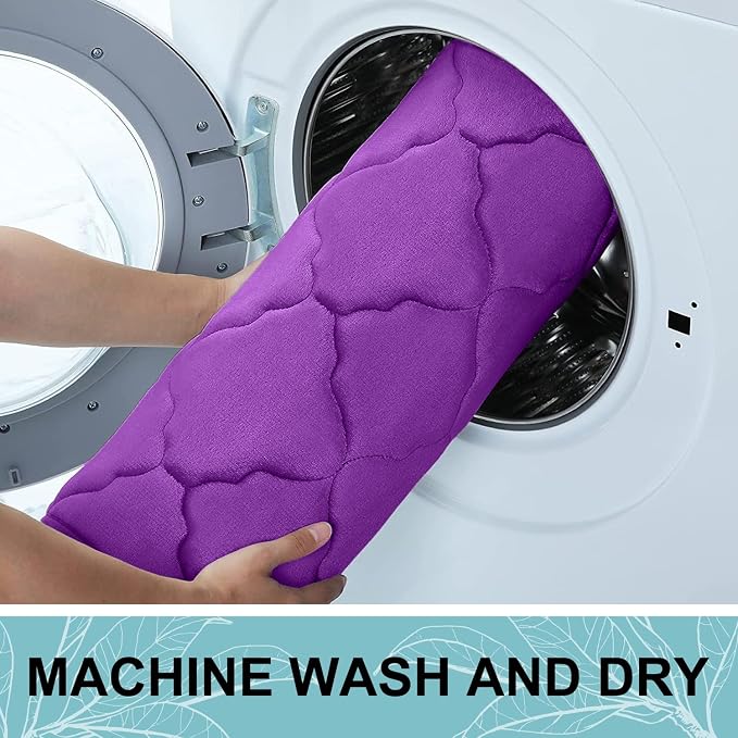 OLANLY Memory Foam Bath Mat Rug 47x17, Ultra Soft Bathroom Rugs, Purple | Thick Absorbent Carpet, Non-Slip Backing, Machine Washable, for Bathroom Floor, Tub, Shower and Home Decor Accessories