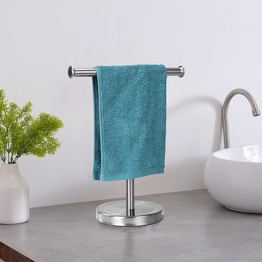 Songtec Hand Towel Holder Stand for Bathroom Vanity Countertops, Fingertip Towel Rack, T-Shape Holder, Accessories Jewelry Stand - Brushed Nickle