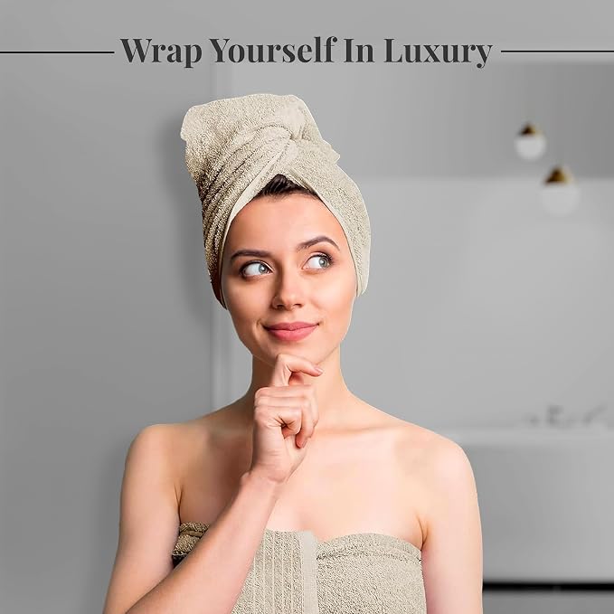 4 Piece Extra Large Bath Towels 30 x 60 Inches, Beige | 100% Cotton, Larger & Lighter Weight, Quicker to Dry, Super Soft and Absorbent, Perfect for Bathroom