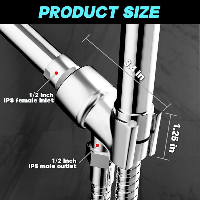 Shower Head Holder for Hand Held Showerheads, Adjustable Shower Arm Mount with Swivel Ball Joint, Premium ABS Bracket, Connect Shower Arm and Shower Hose (Chrome)