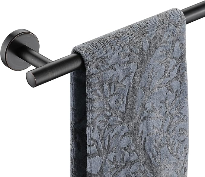 JQK Oil Rubbed Bronze Towel Bar, 12 Inch 304 Stainless Steel Thicken 0.8mm Towel Rack Bathroom, Towel Holder Wall Mount, Useable Length 9 Inch, TB110L9-ORB