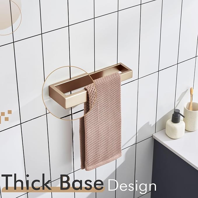 KOKOSIRI Towel Holder 12-Inch Hand Towel Bar Wall Mount Kitchen Rack Champagne Bronze Stainless Steel for Bathroom Hardware, 1 Pack B4008CPG-L12