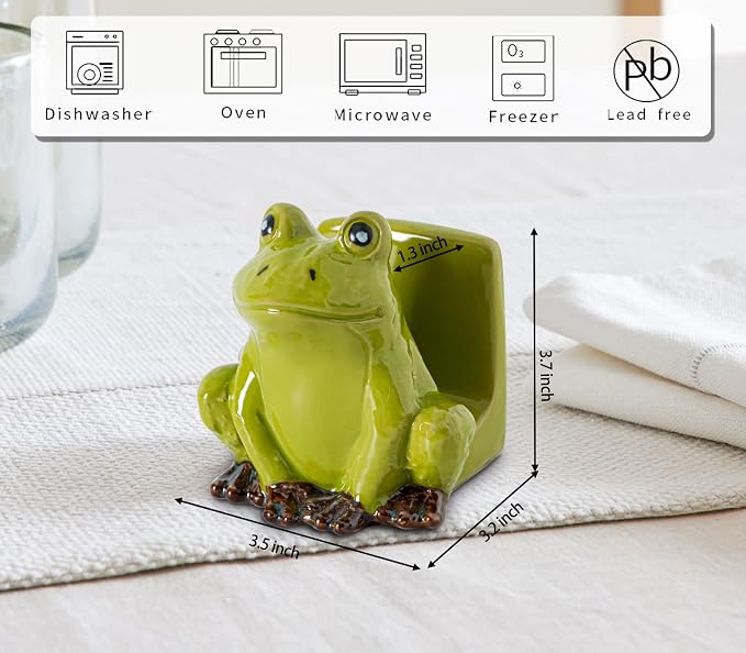 dgudgu Frog Sponge Holder for Kitchen Sink Cute Kitchen Sponge Holder Ceramic Kitchen Sink Sponge Holder Durable Sink Scrubber Holder