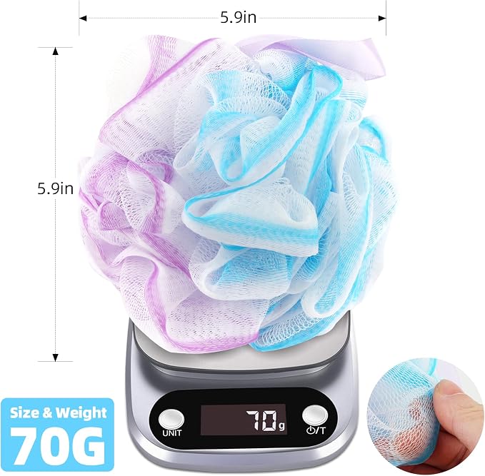 Chuya Bath Loofah Sponges 70 Grams Large Size,4 Pack Shower Sponge | Exfoliating Cleaning Bath Loofa Body Scrubber Balls for Women Men Children Washing