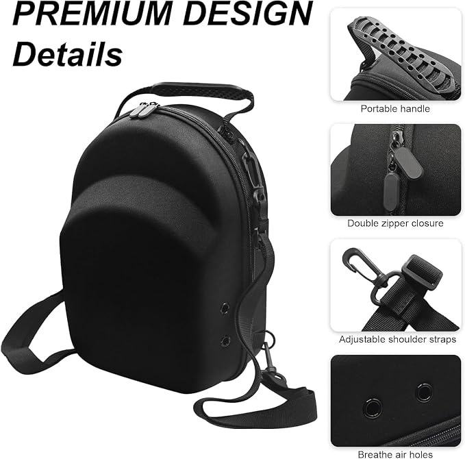 Hard Hat Travel Case for Baseball Caps 1 Piece Black With Orange - Hat Protector with Handle, Adjustable Shoulder Strap & Luggage Strap, Stores 6 Hats for Travel, Home, Gifts
