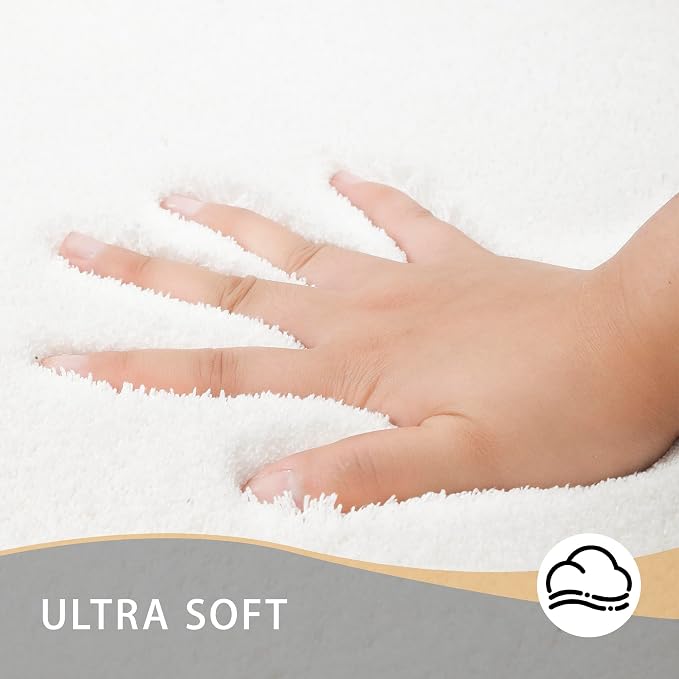 MINIDEAR Bathroom Rugs 60x20 Pure White - Thick Memory Foam Bath Mat, Ultra Soft & Plush Fluffy, Non-Slip, Quick Dry, Absorbent Washable Floor Mat for Tub, Toilet, Home Decor Accessories