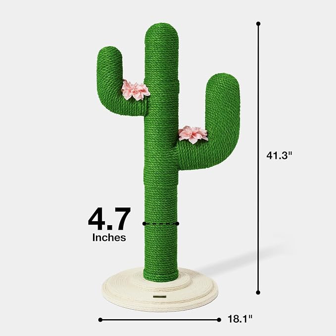 VETRESKA Cat Scratching Post, Cactus Scratch Posts for Indoor Adult Cats Kittens, 41.3 Inches Large Jute Cat Scratcher, Extra Large Cat Scratcher, Durable Cat Scratch Tree for Active Cats | Durable Large Jute Cat Scratcher, Tall Cat Tree for Active Cat...