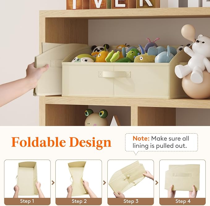 Lifewit Trapezoid Closet Storage Bins for Shelf, 6 Packs Non-woven Closet Organizer Baskets with Handles, Foldable Clothes Containers Boxes for Clothing, Book, Purse, 23L, Extra Large, Beige