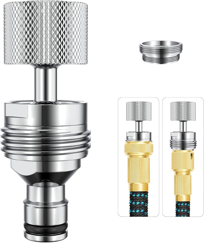 360° Swivel Dishwasher Faucet Adapter, Quick Connect Faucet to Hose Adapter Sink Hose Aerator, Male To Female Hose Adapter for Dishwasher, Kitchen, Garden - 15/16-27 Male to 55/64-27 Female (Chrome)