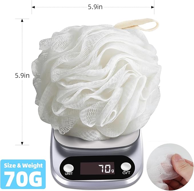 Chuya Bath Sponges Loofahs 70g Large Size White 4 Pack,Shower Sponge | Exfoliating Cleaning Bath Loofa Body Scrubber Balls for Women Men Children Washing