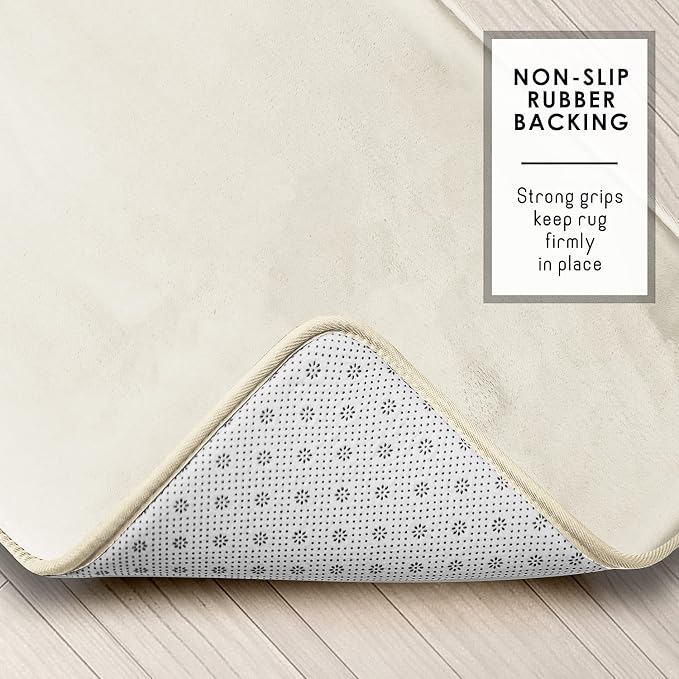 Clara Clark Bathroom Rugs, Velvet Memory Foam Bath Mat, Non-Slip, Machine Washable Bath Rugs - Dries Quickly, Ultra Soft Plush Bath Mats for Bathroom, 20 x 32, Solid White