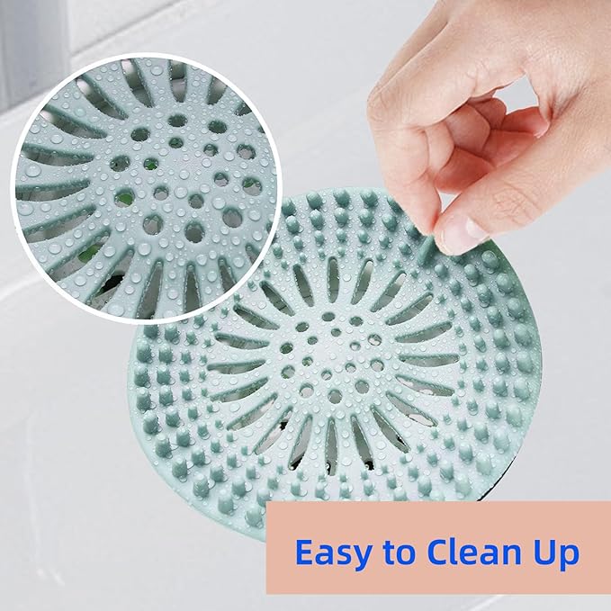 2 Pack, Drain Strainers, Hair Catcher Shower Drain Covers Protector, Flexible TPR Material, Multiple Colors for Bathroom Tub Shower and Sink,Bright-Colored (Pink, Blue)