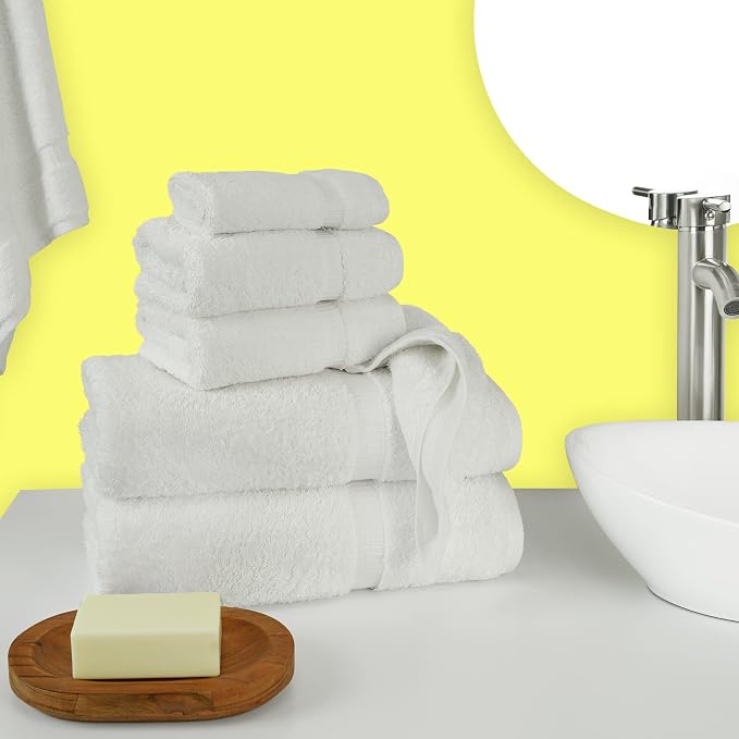 Chakir Turkish Linens Luxury Spa and Hotel Quality Premium Turkish Cotton 6-Piece Towel Set (2 x Bath Towels, 2 x Hand Towels, 2 x Washcloths) | 100% cotton 6-pc set, OEKO-TEX certified: 2 bath 27x54, 2 hand 16x30, 2 washcloths 13x13