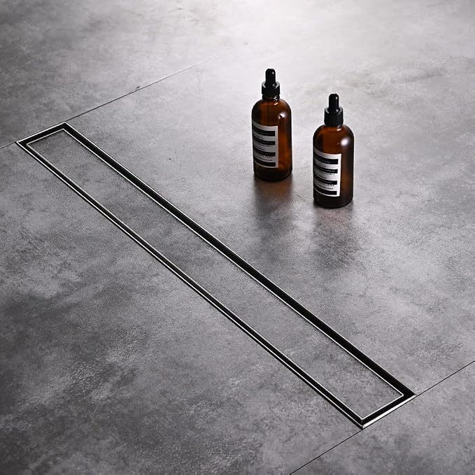 AVSIILE Linear Shower Floor Drain, 42 Inch Brushed Nickel 304 Stainless Steel Bathroom Drains Kit, Rectangular Shower Trench Drain with Reversable Tile-in Pattern Drain Cover & Hair Catcher
