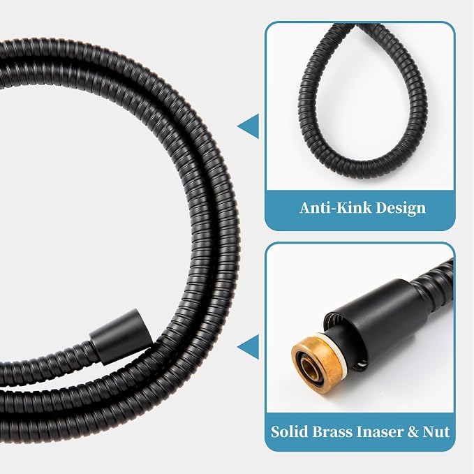 OFFO 6-Spray High Pressure Handheld Shower Head Combo with Adjustable 27 in Slide Bar and 60 in Stainless Steel Hose, Matte Black