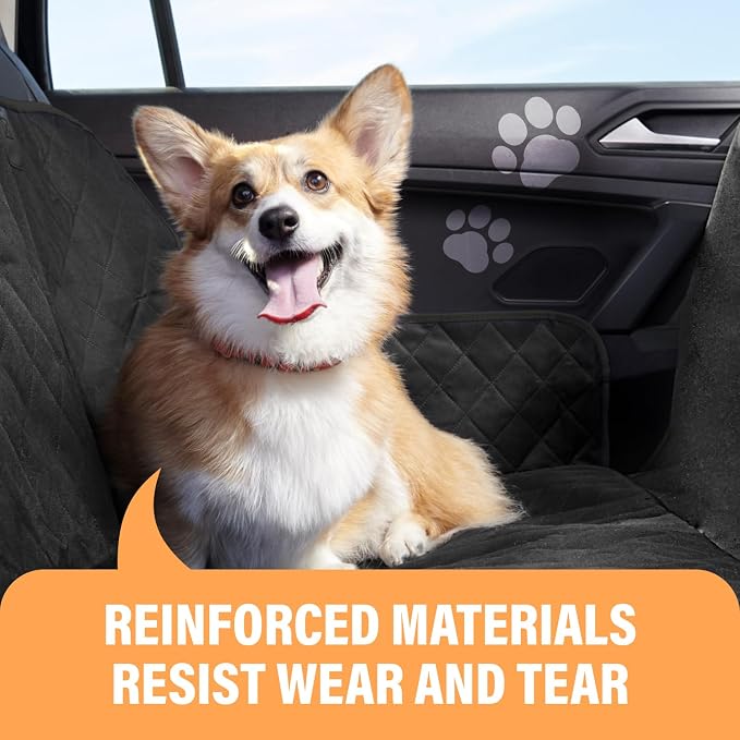 Black XL Dog Car Hammock Back Seat Cover, Waterproof Backseat Cover Protector for Truck Bench Rear of Sedans or SUVs, Essential Pet Supplies Vacuum or Wipe Clean, Machine Washable