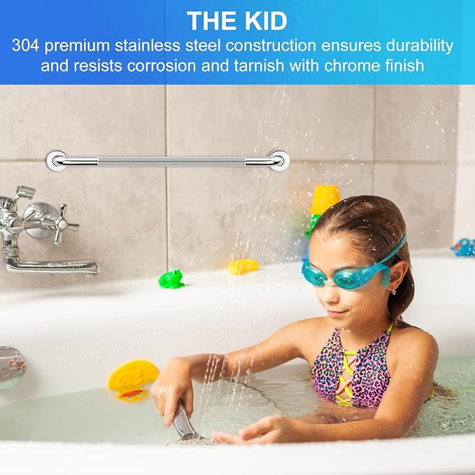 supregear Grab Bars for Bathtubs and Showers (2-Pack), Anti-Slip Stainless Steel Bathroom Safety Handle, Heavy Duty Grip Bars for Handicap Elderly Senior, 24 in