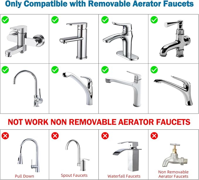 Hibbent Faucet Aerator, 360 Degree Kitchen Sink Faucet Aerator, Dual-function Swivel Big Angle Kitchen Faucet Attachment, Faucet Replacement Part, Matte Black