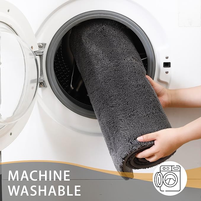 MINIDEAR Bathroom Rugs 32x20 Volcanic Gray - Thick Memory Foam Bath Mat, Ultra Soft & Plush Fluffy, Non-Slip, Quick Dry, Absorbent Washable Floor Microfiber Mat for Tub, Home Decor Accessories