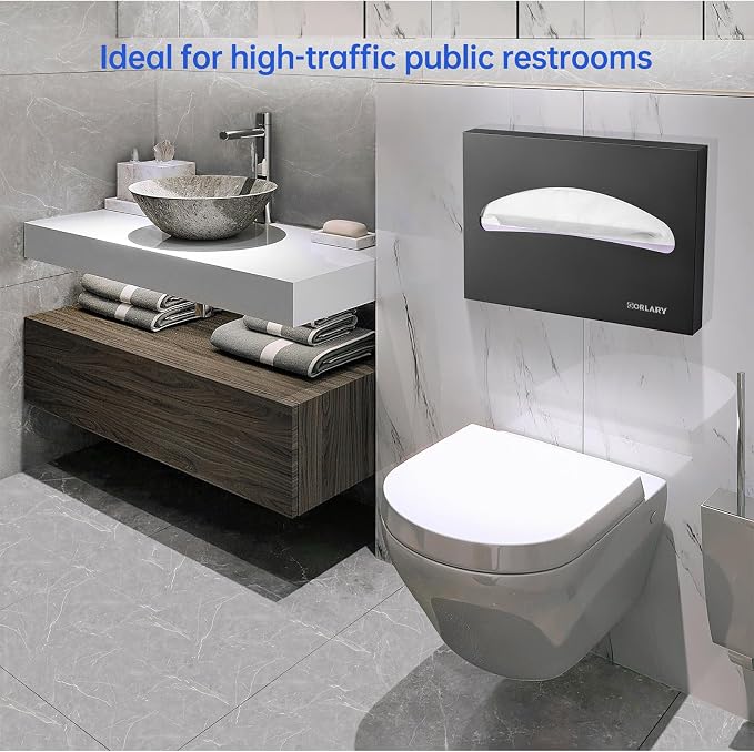 2 Packs Toilet Seat Cover Dispenser Wall Mounted Stainless Steel Matte Black