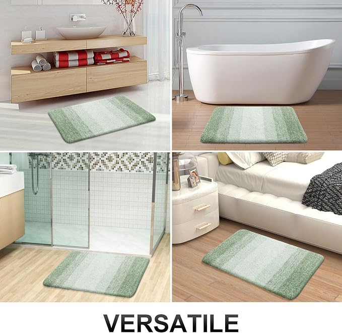 OLANLY Bathroom Runner Rug 44x24, Extra Soft Absorbent Microfiber Bath Rugs | Sage Green, Non-Slip Quick-Drying Rubber Backing, Washable Long Bath Mat for Floor, Tub and Shower, Home Decor