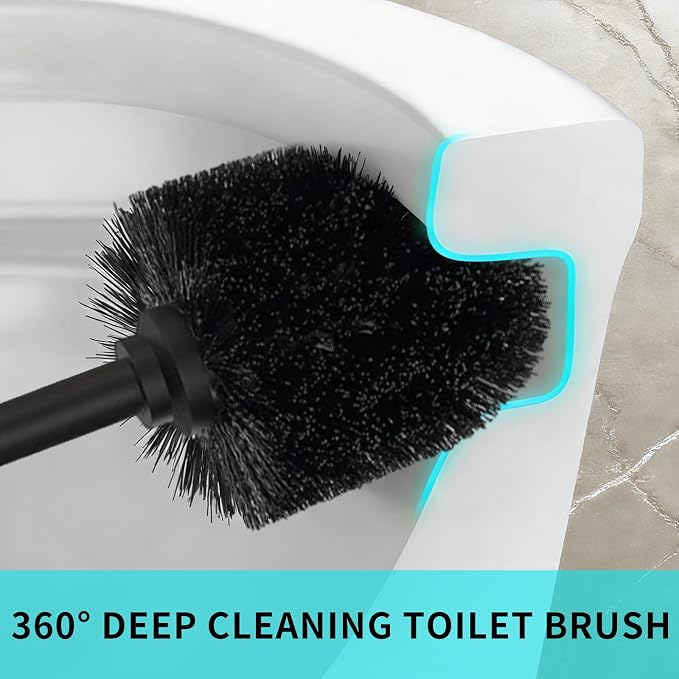 Stainless Steel Toilet Brush and Holder Set,Toilet Bowl Brush and Holder | Gold Heavy Duty Toilet Brush for Bathroom with Long Handle,Removable Inner Bowl and Splash Protection,Deep Cleaning