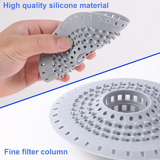 Bathtub Drain Hair Catcher, Silicone Tub Hair Catcher Drain Protector Strainer, Collapsible Shower Hair Drain Catcher Strainer for 1.48'' to 1.75'' Regular Drains, 3PCS