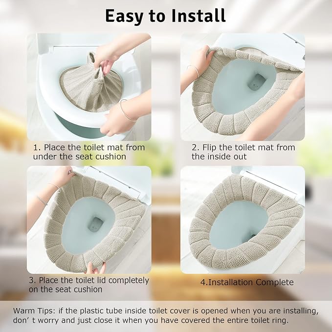 Legigo 5 Pack Toilet Seat Cover, Soft Toilet Seat Warmer Pads for Bathroom | Warmth, Comfort & Easy to Install, Toilet Seat Cushion Covers, Washable and Stretchable