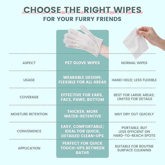IMMHABI 50 Count Cleaning Deodorizing Pet Glove Wipes for Dogs & Cats, Hypoallergenic Dog Bath Wipes with Natural Deodorizer Persimmon Tannin, Pet Bathing Wipes for Horse Coat Care Unscented