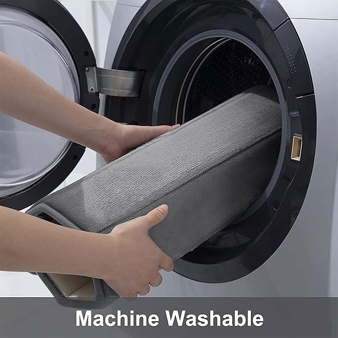 Buganda Memory Foam Bath Mat, 47" x 32", Ultra Soft and Non-Slip Bathroom Rugs, Water Absorbent and Machine Washable Bath Rug Runner for Bathroom, Shower, and Tub, Grey | Grey, Machine Washable Quick Dry Bath Mats for Bathroom Floor, Shower and Tub, Ho...